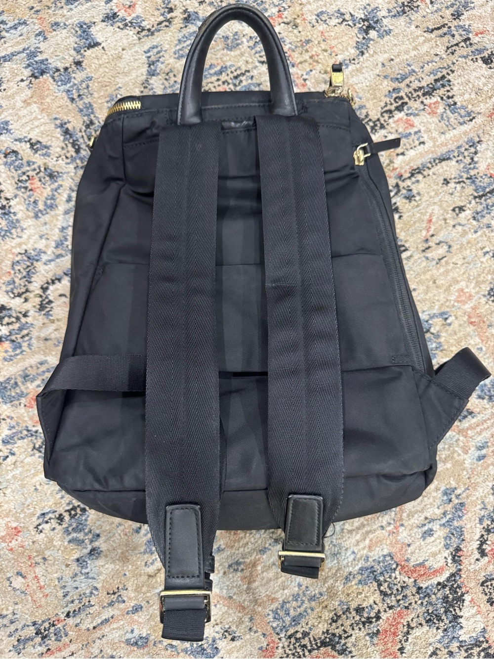 Tumi Black Backpack with Gold Hardware Accents - Picture 13 of 14